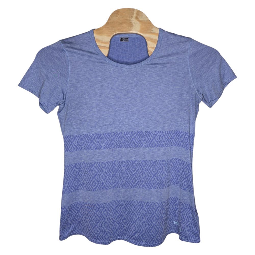 Marmot‎ Women's Shirt Top Size Large Purple Stretch Activewear Diamond Pattern